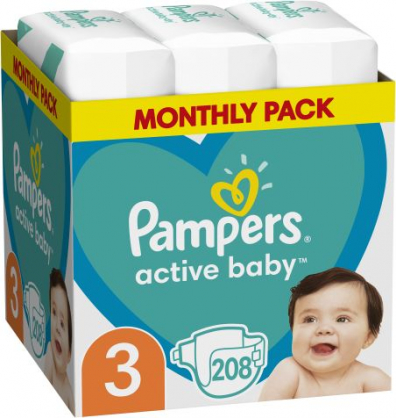 Active Baby, Size 3, 208 Diapers, 6-10 kg