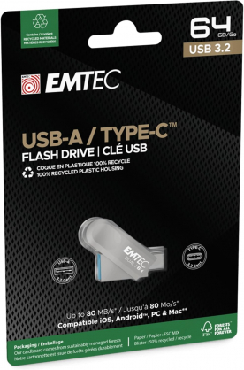 64GB D280 Dual USB-A / USB-C Silver