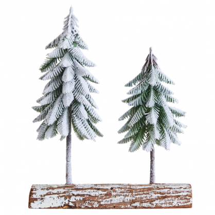 Christmas Tree Composition Decoration on a Trunk Covered with Snow 34