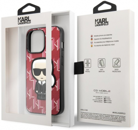 "Karl Lagerfeld Monogram Ikonik Case iPhone 13 Pro" Red