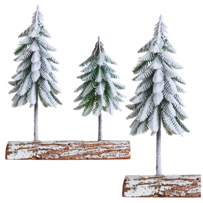 Christmas Tree Composition Decoration on a Trunk Covered with Snow 34