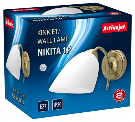 Classic single wall lamp Activejet NIKITA Patina E27 for the living ro