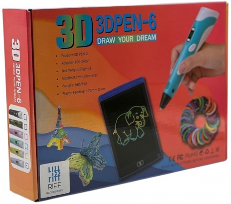 3D printing pen 7in1 5m x 20 Colors Blue RF-3DPEN-7IN1-BL
