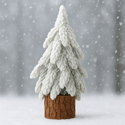 Decorative Artificial Christmas Tree on a Trunk Covered with Snow 20 x