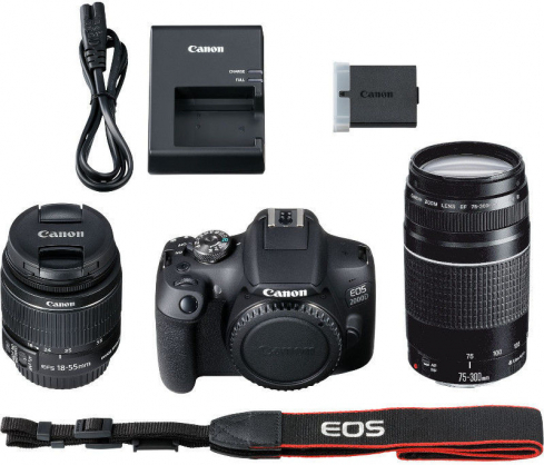 EOS-2000D BK 18-55 IS + 75-300 III