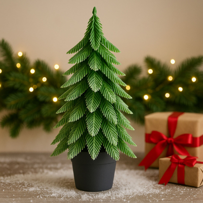 Artificial Decorative Christmas Tree in a Pot, Silver Finish, 32 x 12