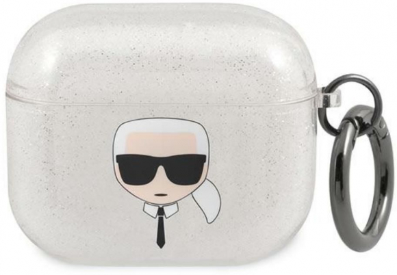 "KLA3UKHGS Karl®s Head Case for AirPods 3" Silver Glitter