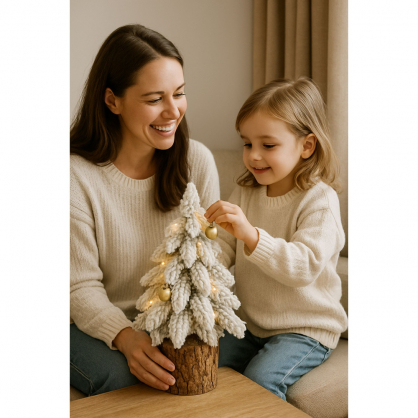 Decorative Artificial Christmas Tree on a Trunk Covered with Snow 30 x