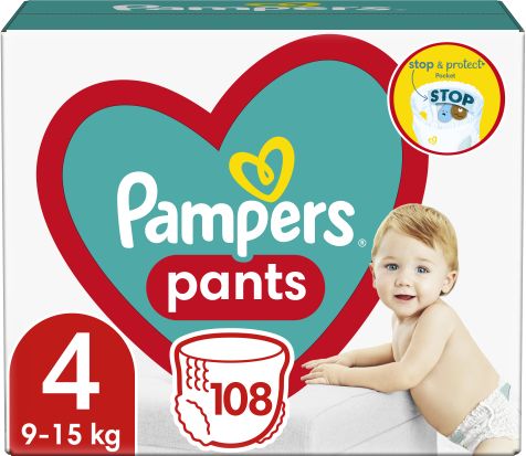 Pants Size 4, 108 Nappies, 9kg-15kg