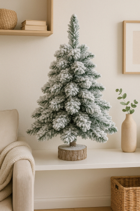 Decorative Artificial Christmas Tree on a Trunk Covered with Snow 60 x