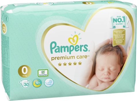 Premium Care Nappies, Size 0, <3kg, 30pcs