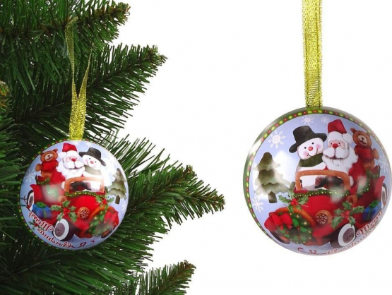 Metal Christmas Tree Decorative Metal Bomb Santa with Snowman Green