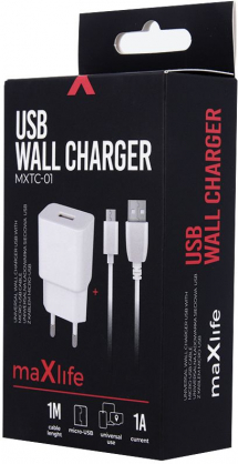 MXTC-01 1x USB 1A White + microUSB
