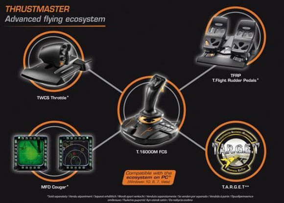 T.16000M Flight Control System Joystick For PC Black
