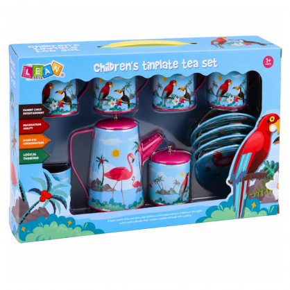 Tea Set with Parrots, Metal, Exotic Pattern, 12 pcs.