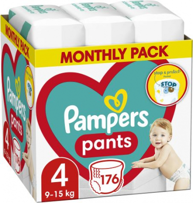 Pants Size 4, 176 Nappies, 9kg - 15kg