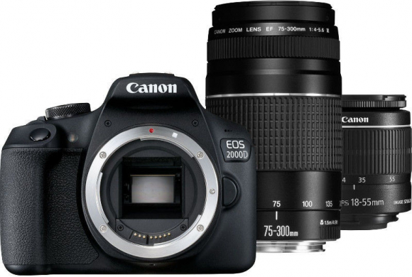 EOS-2000D BK 18-55 IS + 75-300 III