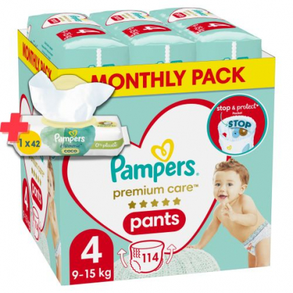 Premium Care Pants Size 4, 114 Pants, 9-15kg