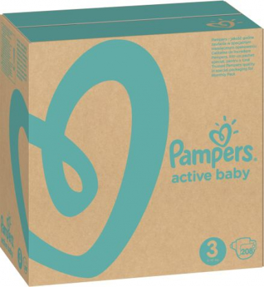 Active Baby, Size 3, 208 Diapers, 6-10 kg