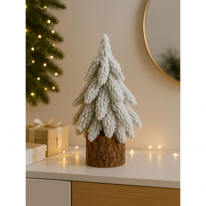 Decorative Artificial Christmas Tree on a Trunk Covered with Snow 30 x