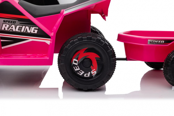 XMX630T Pink Battery Quad Bike With Trailer