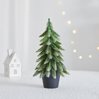 Artificial Decorative Christmas Tree in a Pot, Silver Finish, 32 x 12