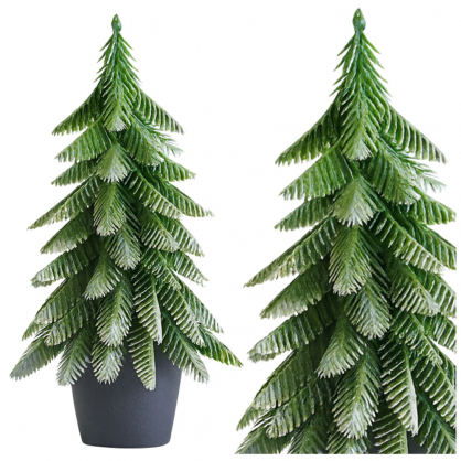 Artificial Decorative Christmas Tree in a Pot, Silver Finish, 22x10cm