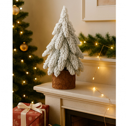 Decorative Artificial Christmas Tree on a Trunk Covered with Snow 30 x