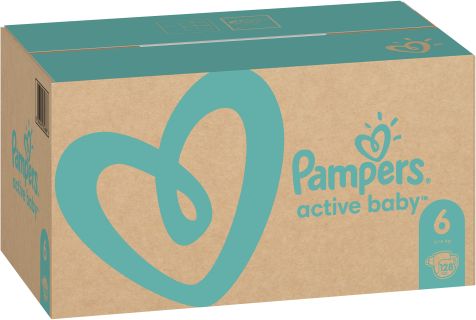 Active Baby Nappies, Size 6, 128 Diapers, 13kg-18kg