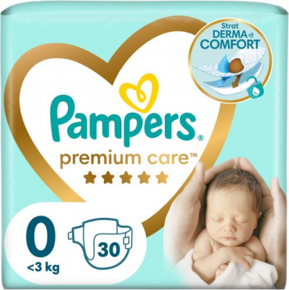 Premium Care Nappies, Size 0, <3kg, 30pcs
