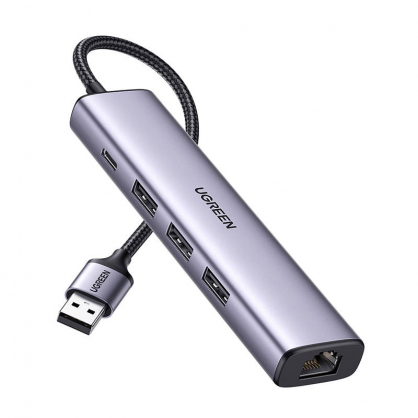 USB 5in1 USB-A to 3x USB 3.0 + RJ45 + USB-C adapter