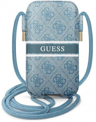 "PU 4G Printed Stripe Pouch L" Blue