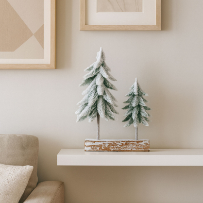 Christmas Tree Composition Decoration on a Trunk Covered with Snow 34