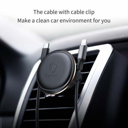 Magnetic Air Vent Car Mount Holder with Cable Clip Black