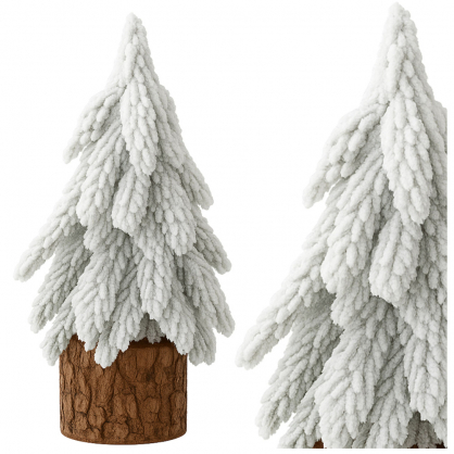 Decorative Artificial Christmas Tree on a Trunk Covered with Snow 30 x