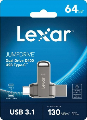 64GB JumpDrive Dual Drive D400 USB-A / USB-C 3.1