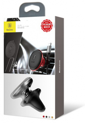 Magnetic Air Vent Car Mount Holder with Cable Clip Black