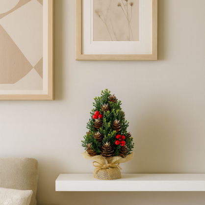 Artificial Decorative Christmas Tree Cones Red Rowan Decorations 17x10