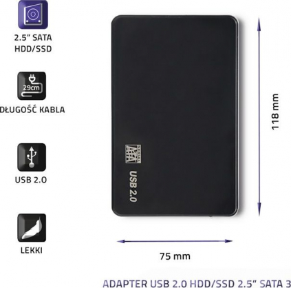 External Hard Drive Case 2.5®® SATA USB 2.0 Black 51862