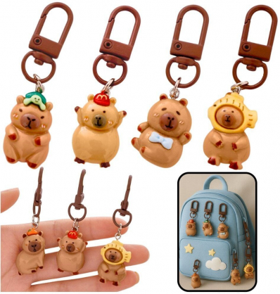 Set of Mini Capybara Keychains Figurines Key Decorations 4 pcs.