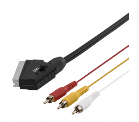 Video cable SCART 3xRCA 2m black