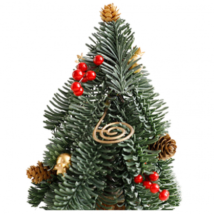 Decorative Christmas Tree on a Trunk Red Rowan Cones 26 x 12 cm
