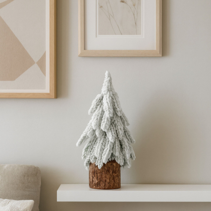 Decorative Artificial Christmas Tree on a Trunk Covered with Snow 30 x