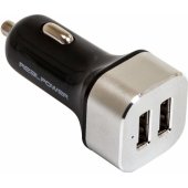 Car Charger 2x USB-A 2.4A black/ grey