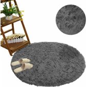 Strado Shaggy Round Carpet 80x80 GreyNight (Dark Gray) uni
