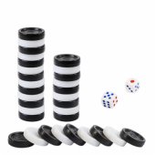 Plastic Checkers and Dice Set Black/ White