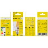 LED Диммируемая филаментная лампа E27, A60, 12W, 1450lm, 3000K