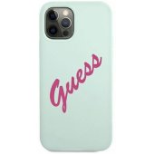 Guess "GUHCP12MLSVSBF Silicone Vintage Fuschia Script iPhone 12/ 12 Pro"