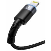 Data Cable USB to Lightning LED Nylon Braided 1.2m Black