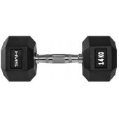 HMS Hex Pro rubberized dumbbell 1 x 14 kg.